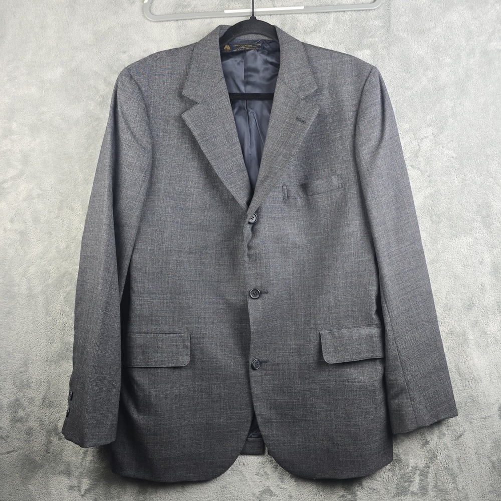 Vintage Brooks Brothers Blazer Mens 41R Gray Glen Plaid 100% Wool Sport Coat